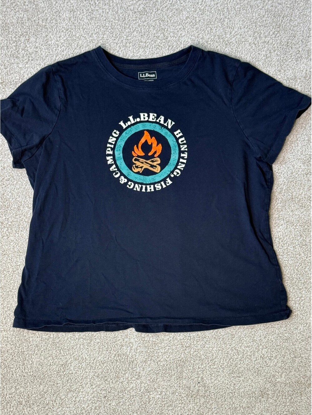 L.L.Bean Men’s XL Reg Navy Graphic T-Shirt Hunting Fishing Camping Cotton